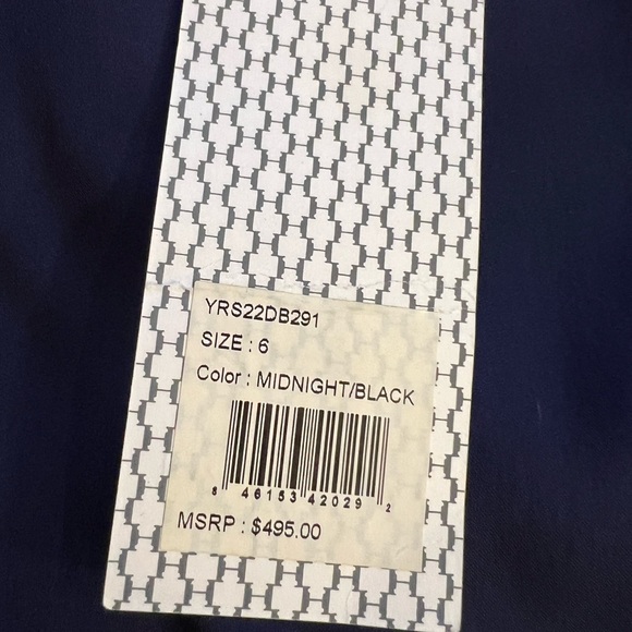 Halston Heritage silk mini shift dress draped Size 6 in Midnight/Black - Picture 7 of 8